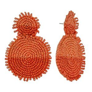 Coral Two-Toned Disc Beaded Earrings